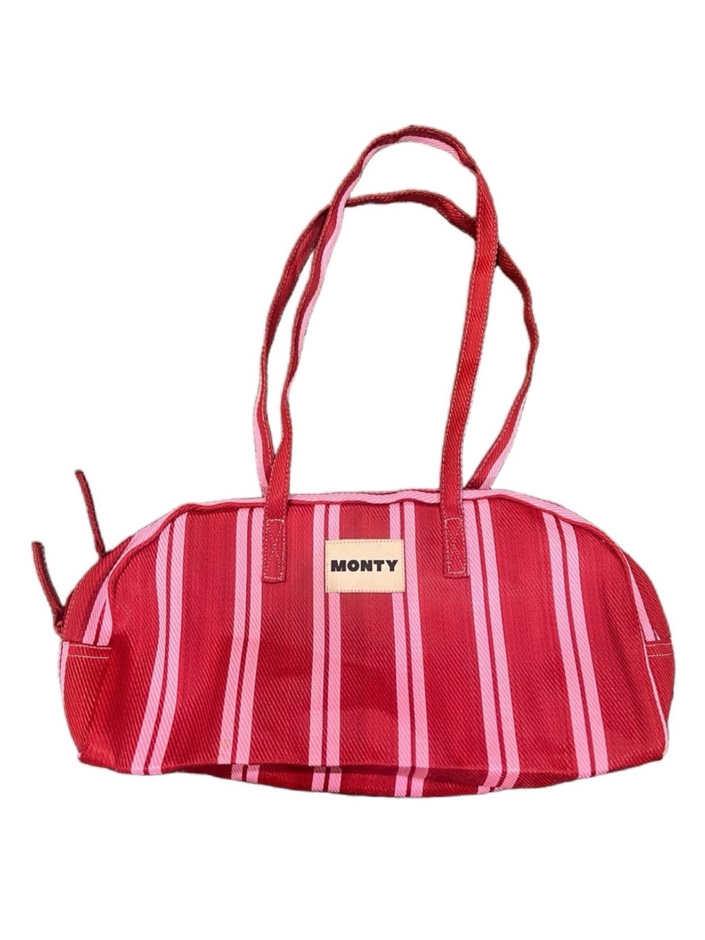 MONTY Red & Pink Stripe Shoulder Tote Bag